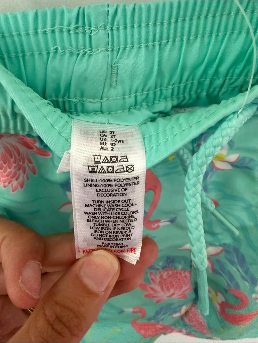 Tommy Bahama Mint Green & White Kids Rash Guard Set with Flamingo Print Trunks